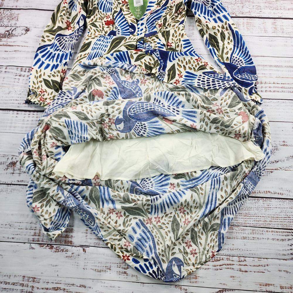 FARM Rio Macaw Flight Maxi Dress XS Off White Rayon Tropical Bird Print 300216 - Picture 6 of 10